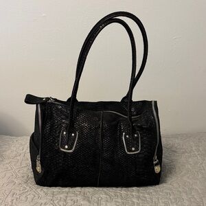 B. Makowsky Black Tote with Silver Details